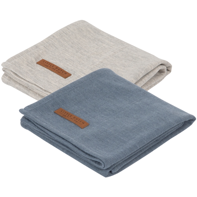 Tücher 'Pure' blau/grau 2er Set 70x70cm