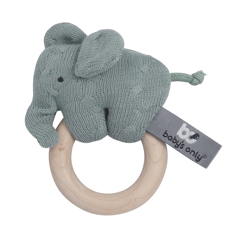 Greifling Elefant 'Zopf' Holz/Strick jade