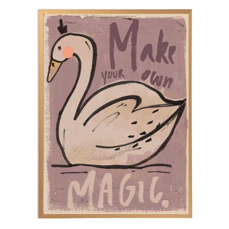 Poster &#039;Schwan Magic&#039; flieder 50x70cm