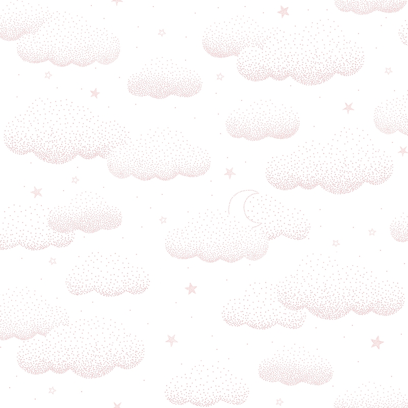 Vliestapete &#039;Stardust&#039; Wolken rosa/weiß