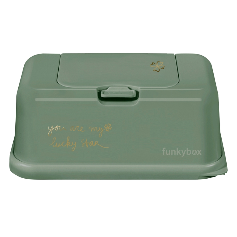 Feuchttücherbox 'Lucky' matt grün/gold