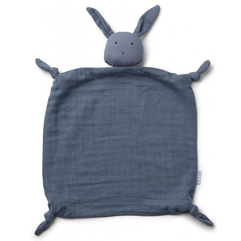 Schnuffeltuch 'Hase' Musselin rauchblau 35cm