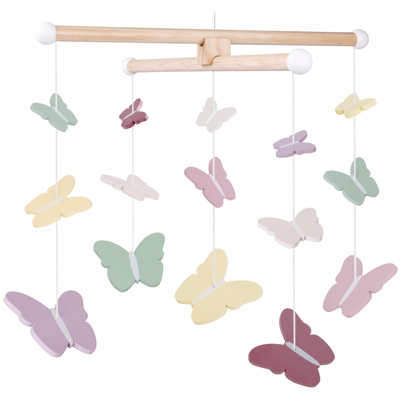 Holzmobile 'Schmetterlinge' pastell ca. 32cm