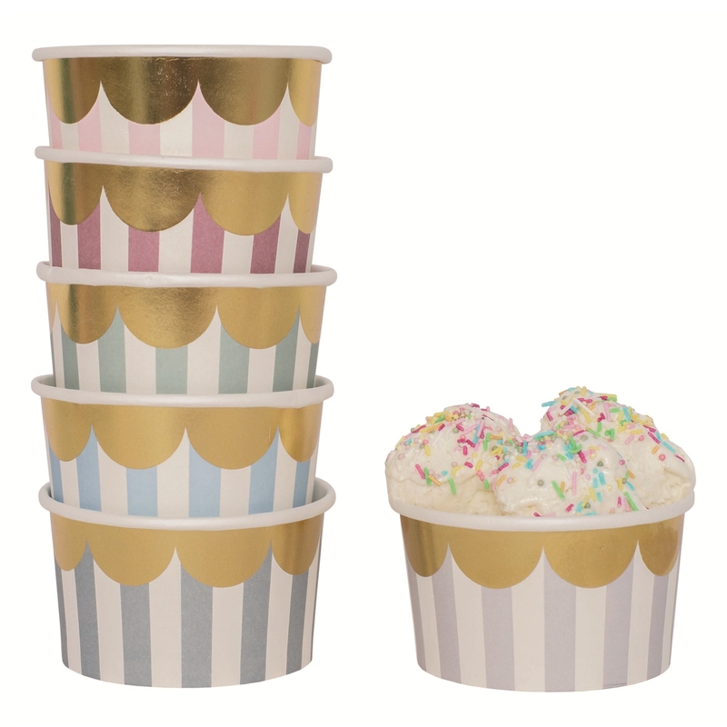 12er 'Eisbecher' Set Streifen bunt/gold