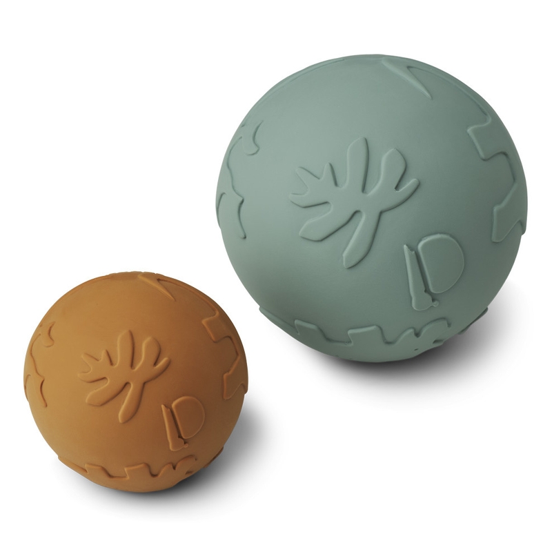 Spielball Naturkautschuk camel/jade 2er Set