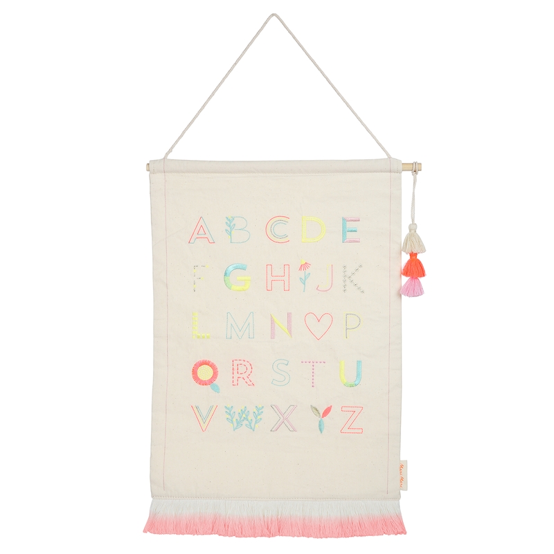 Wanddeko 'ABC' creme/rosa ca. 36cm
