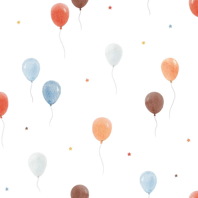 Vliestapete &#039;Flying Balloons&#039; weiß/blau/rot