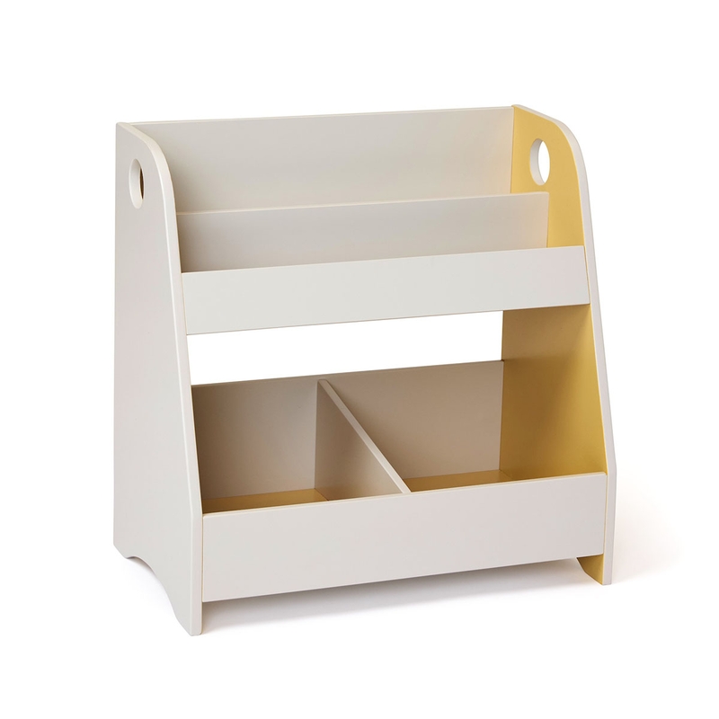 Spielzeug- &amp; Bücherregal grau/gelb 60cm