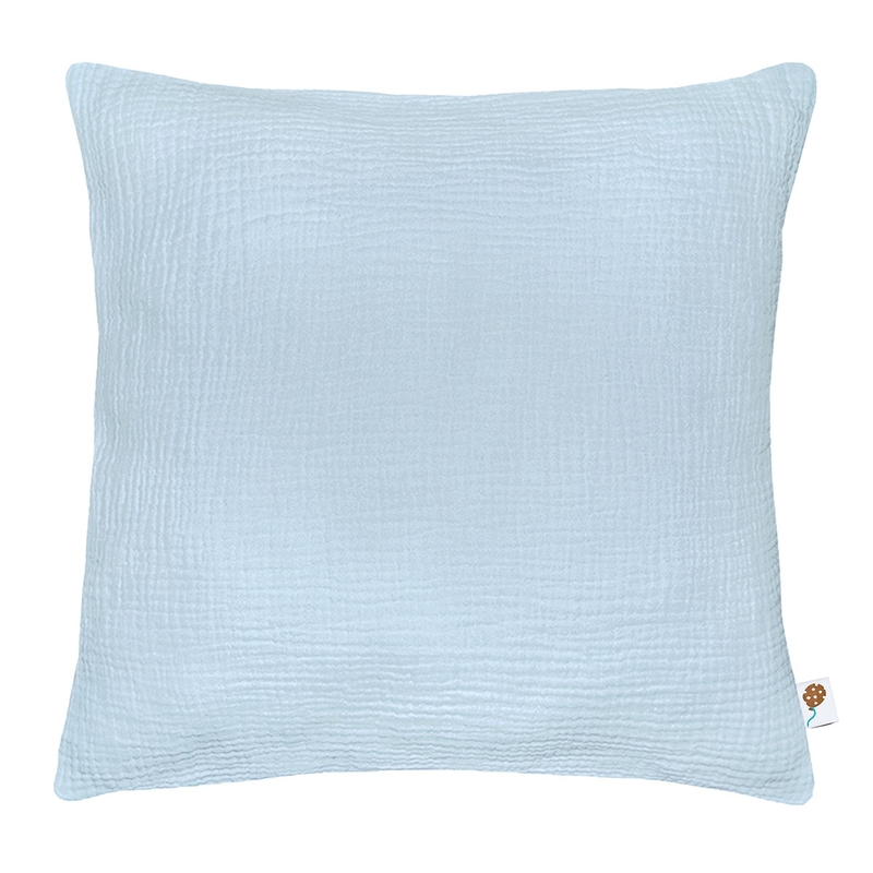 Bio Kissenbezug Musselin hellblau 40x40cm