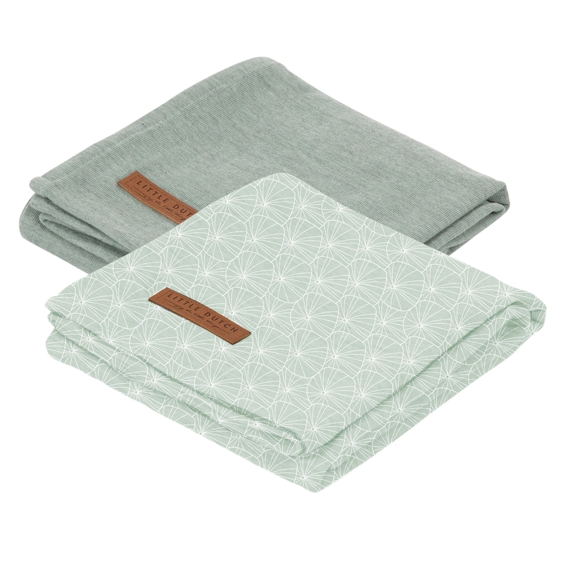 Tücher 'Lily Leaves' mint 2er Set 70x70cm