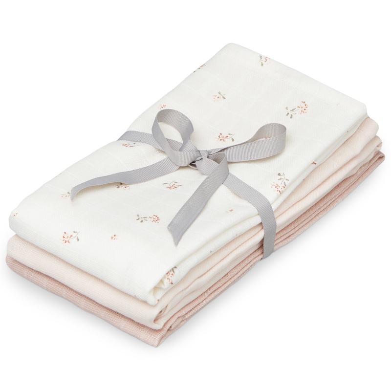 Bio Mulltücher 'Poppies' creme 3er Set 70x70cm