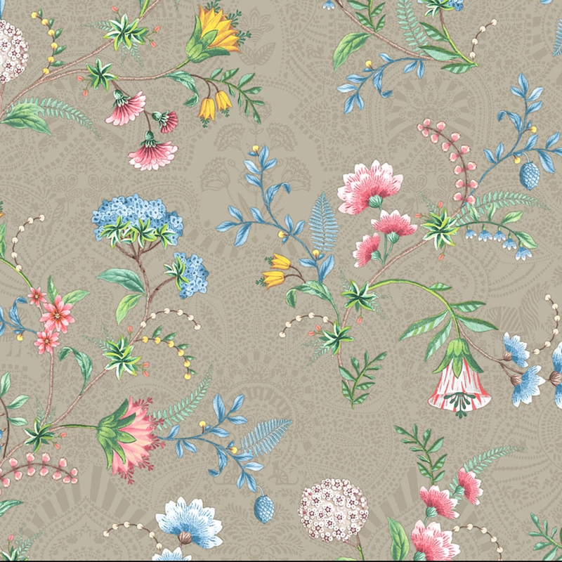Vliestapete 'Blumen' taupe/perlmutt