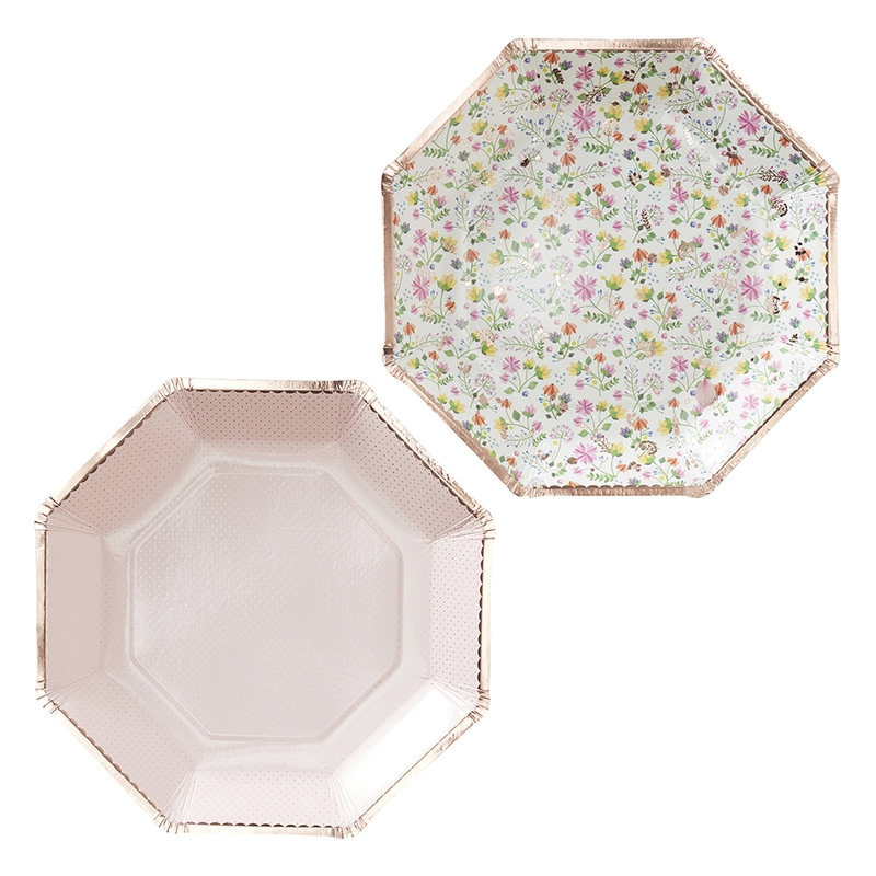 Pappteller &#039;Ditsy Floral&#039; roségold 8 St.