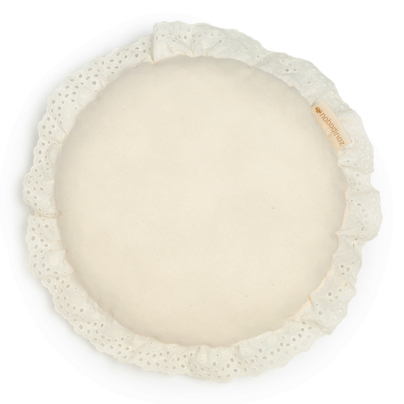 Kissen rund &#039;Vera Eyelet&#039; natural 28cm