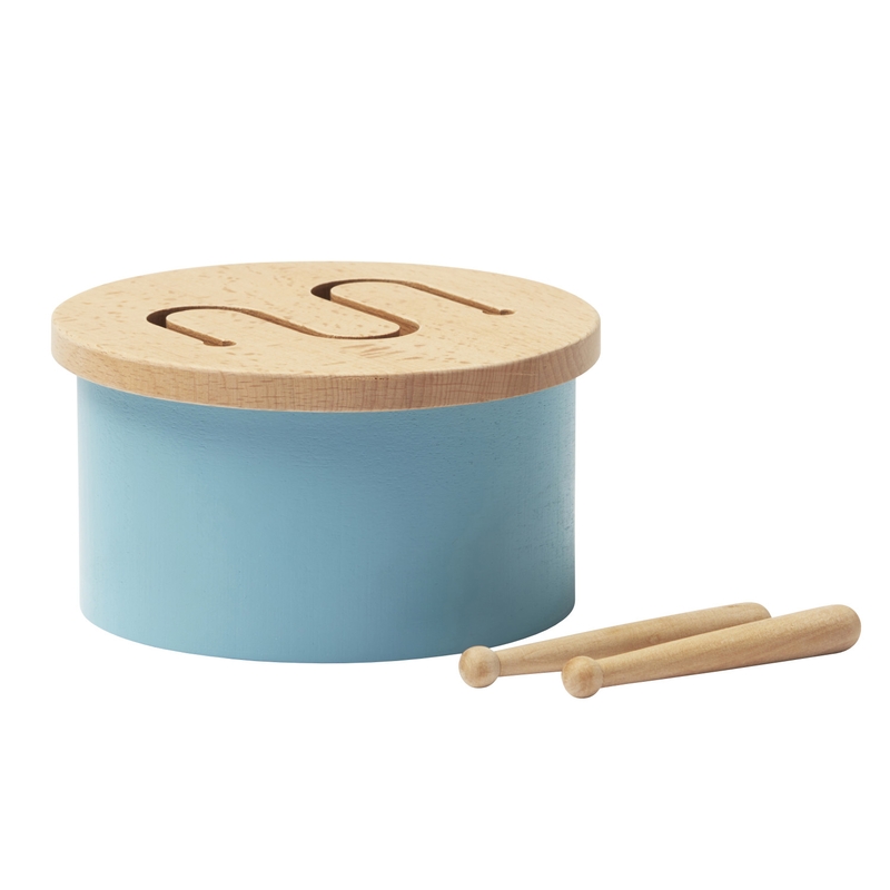 Kindertrommel Holz blau 16cm ab 18 Monaten