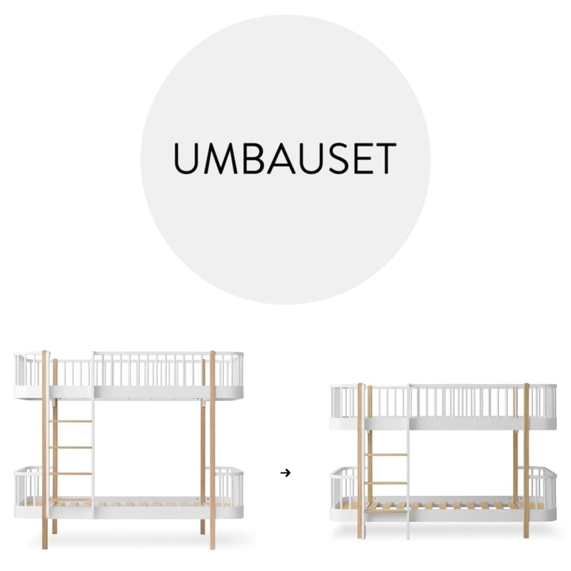 Umbauset - Etagenbett zum halbhohen Etagenbett Eiche/weiß