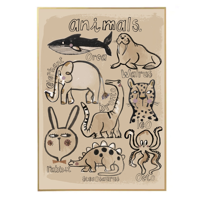 Poster &#039;Animals&#039; beige 50x70cm