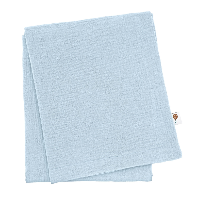 Kinderdecke Musselin hellblau 80x100cm