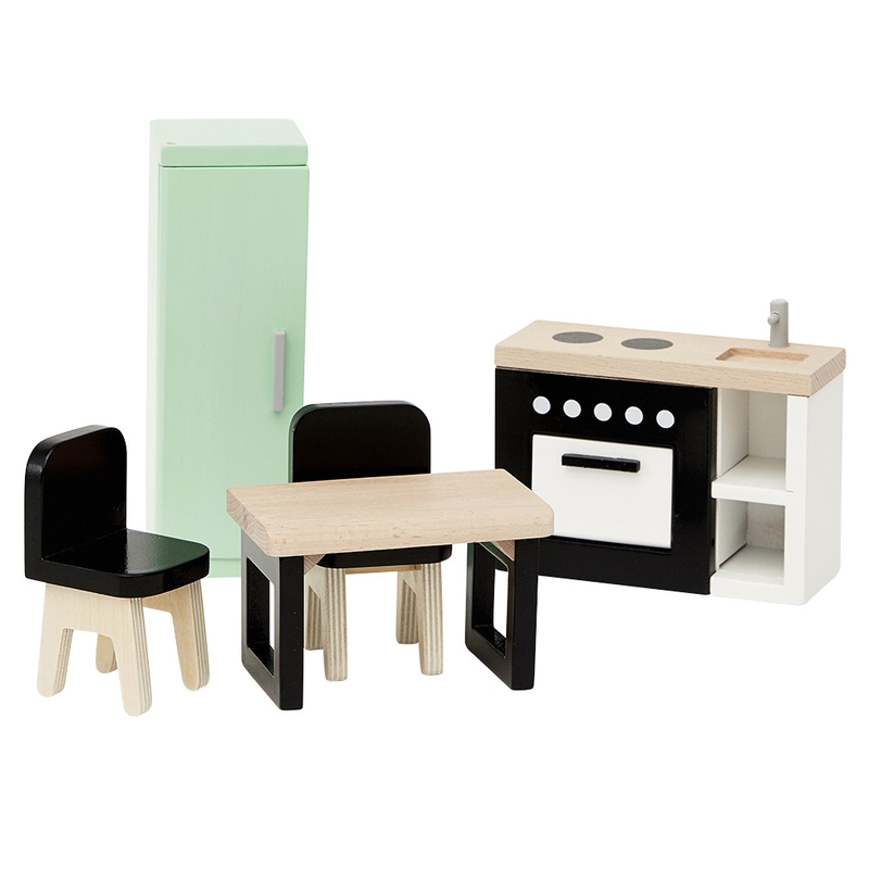 Puppenhaus-Küche aus Holz 5-tlg.