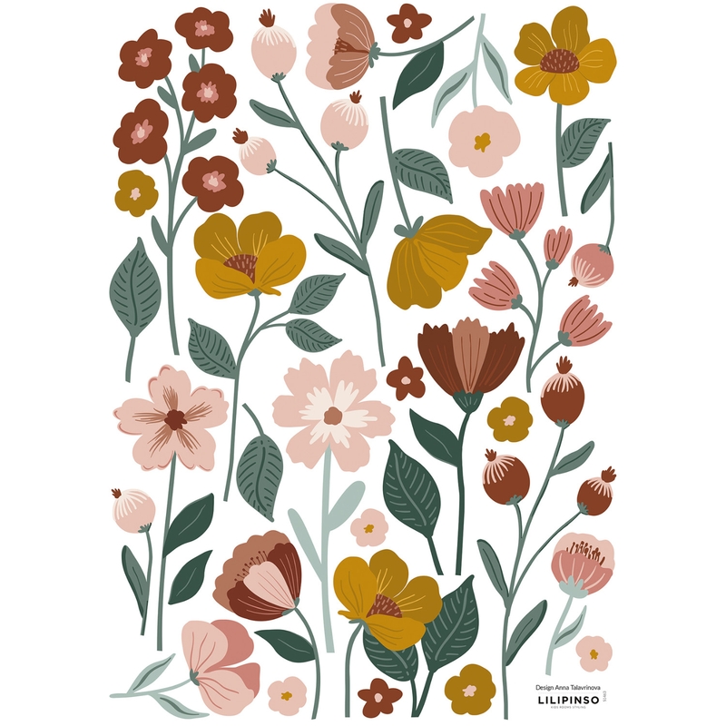Wandsticker &#039;Pretty Flowers&#039; ocker/rosa