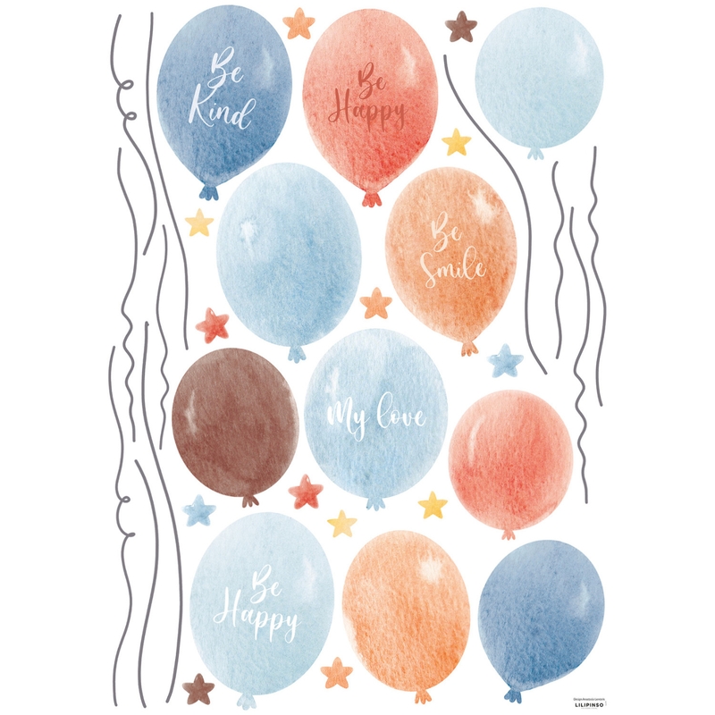Wandsticker &#039;Big Colorful Balloons&#039; blau/rot