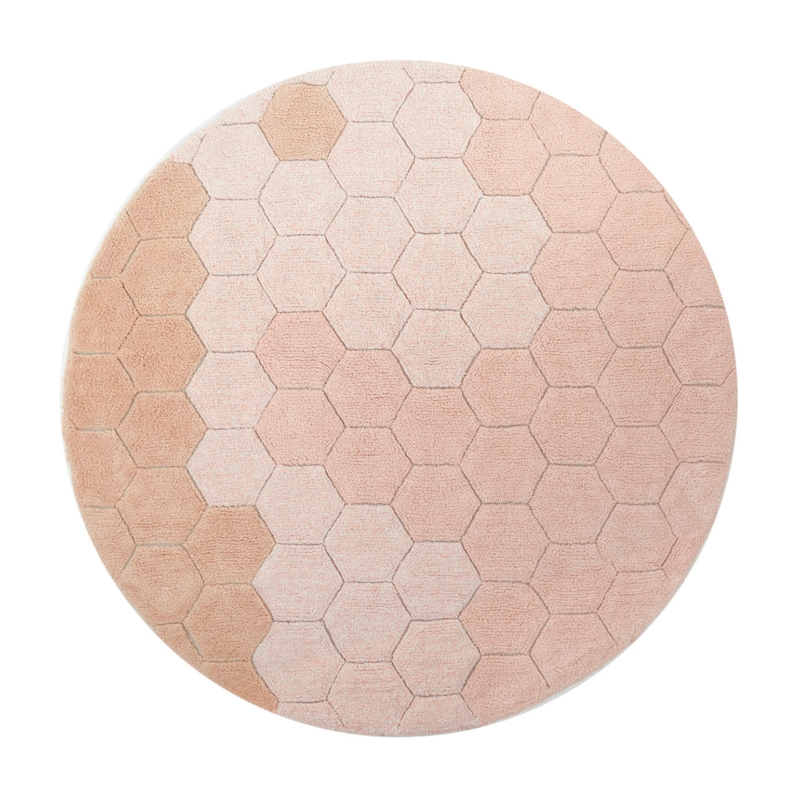 Teppich &#039;Honeycomb&#039; rund rosa 140cm waschbar