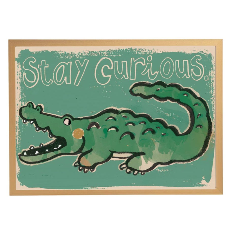 Poster &#039;Krokodil Stay Curious&#039; grün 70x50cm