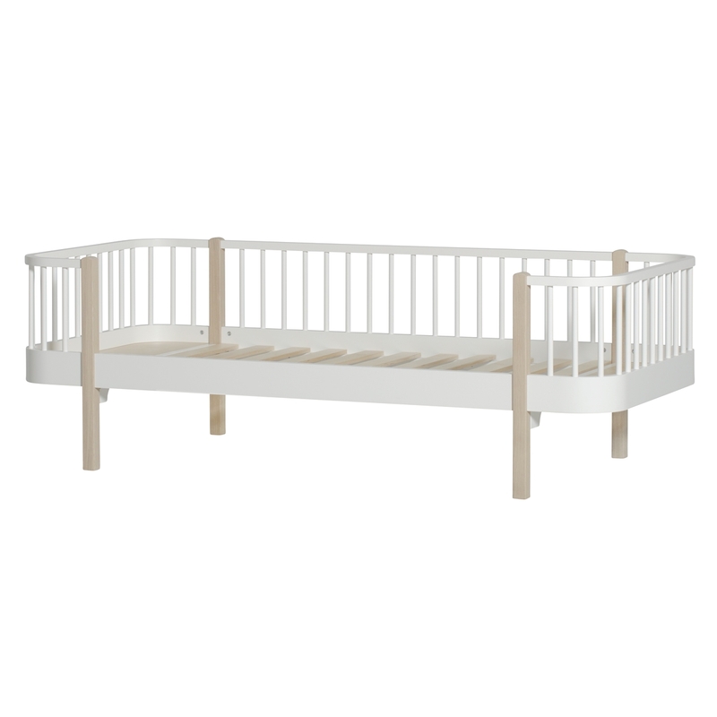 Bettsofa &#039;Wood&#039; Eiche/weiß 90x200cm
