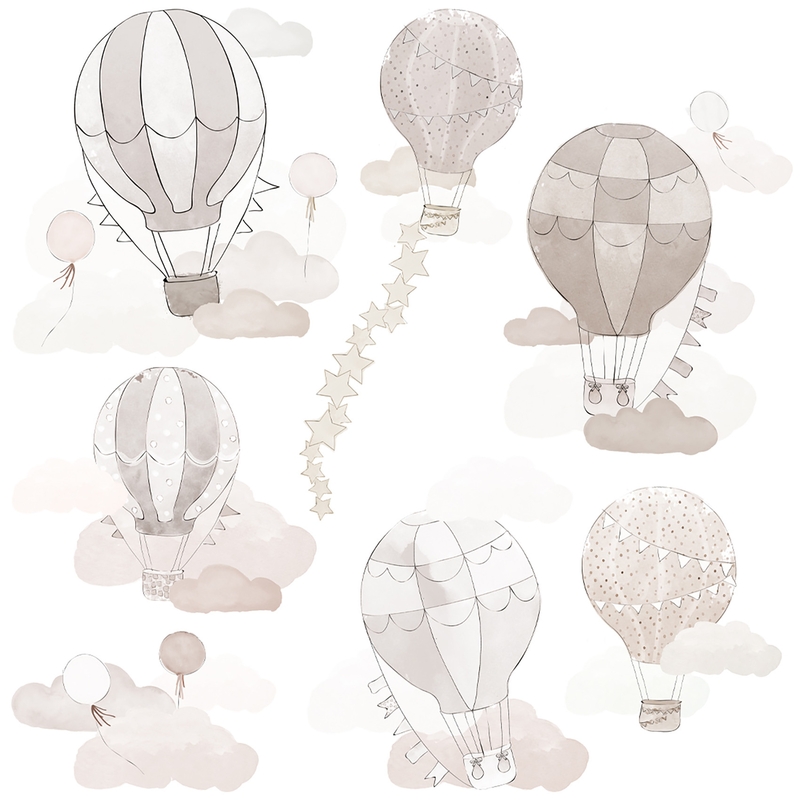 Wandsticker &#039;Heißluftballons&#039; beige 7-tlg.