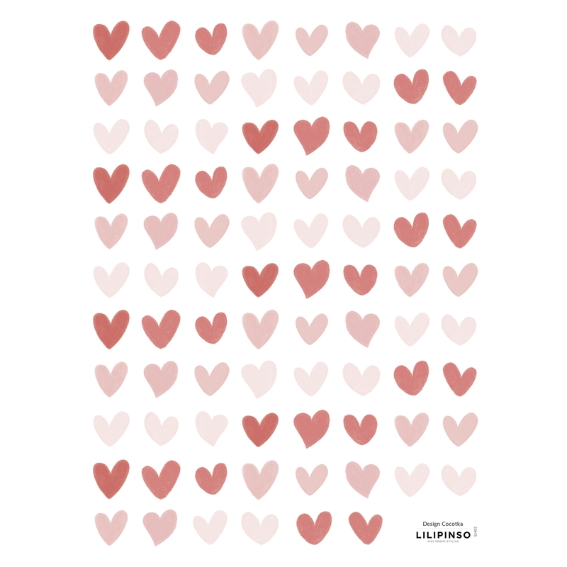 Wandsticker Herzen 'Coquette' rosa 86-tlg.
