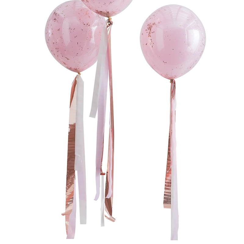 Dekoschweif für Luftballons rosa/roségold
