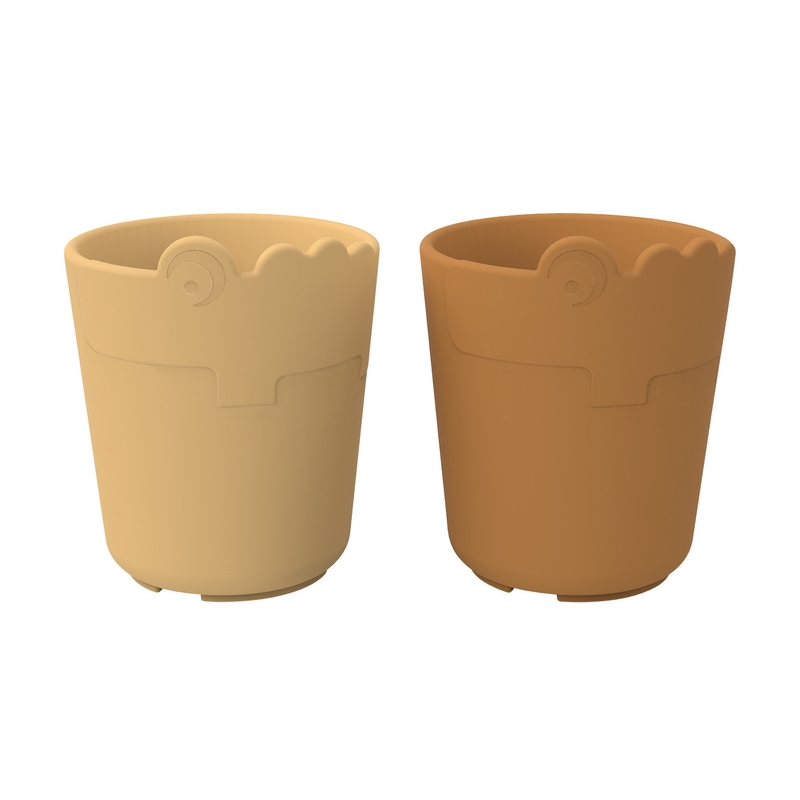 Kinderbecher &#039;Croco&#039; gelb/camel 2er Set