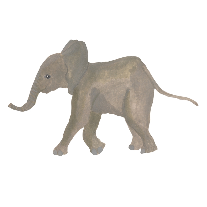 Stoff-Wandsticker &#039;Kleiner Elefant&#039; grau