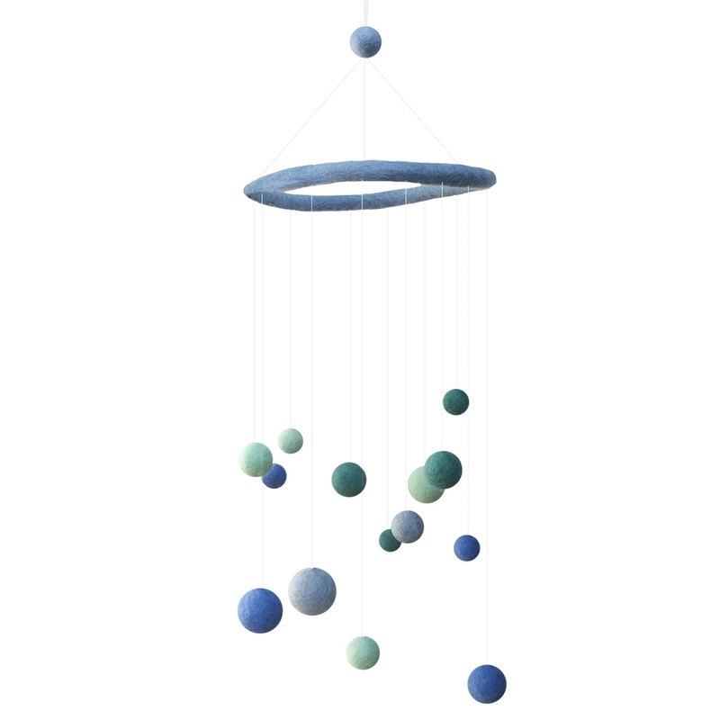 Mobile mit Filz-Bällen blau/mint ca. 55cm