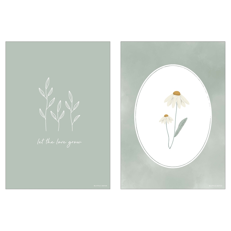 Wendeposter 'Wildblume' oliv 30x40cm