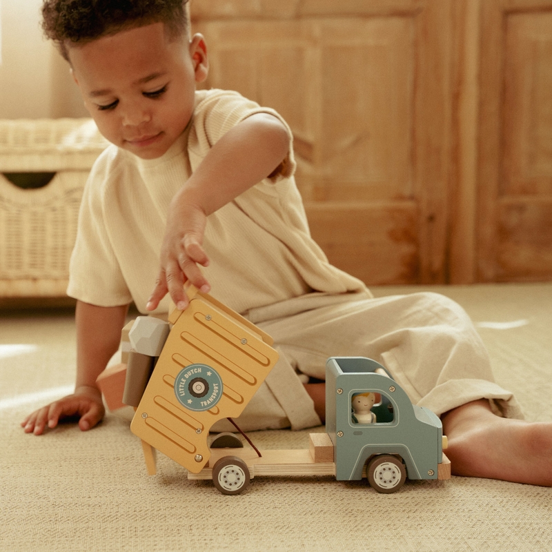 Müllauto aus Holz blau/gelb ab 2 Jahren