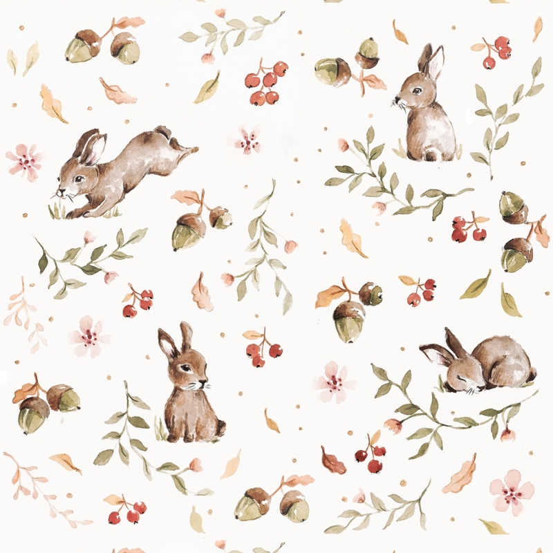 Vliestapete 'Hasen' beige/grün 50x280cm