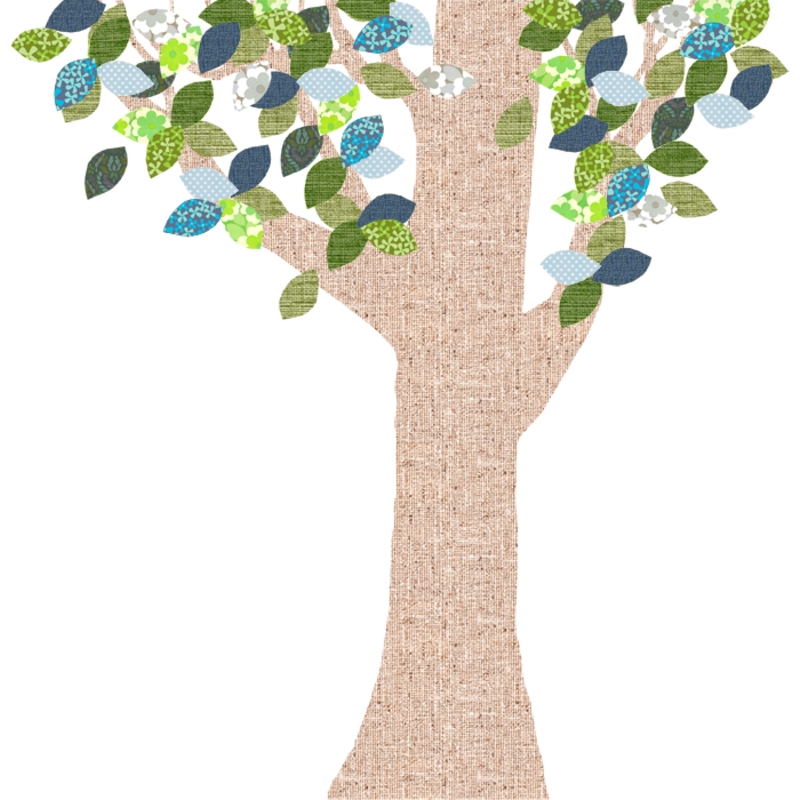 Tapetenbaum groß natur/blau/grün