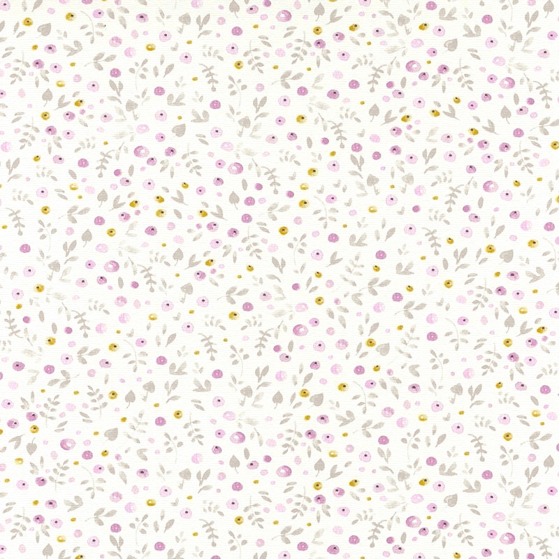 Stoff &#039;My Little World&#039; Blümchen senf/flieder