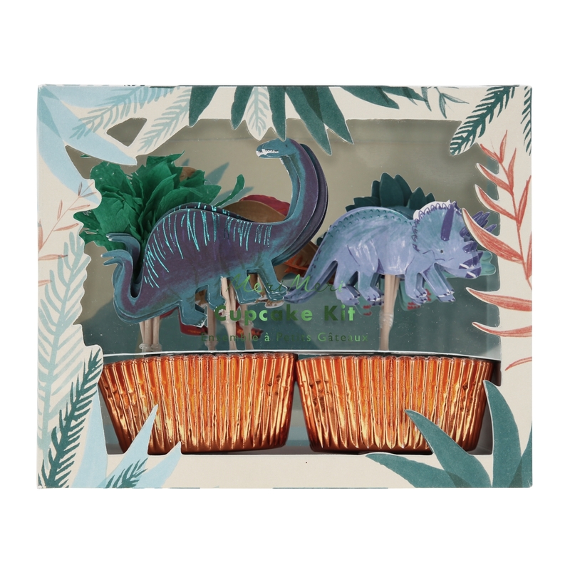 Cupcake Deko-Set &#039;Dinosaurier&#039; kupfer/blau 24-tlg.