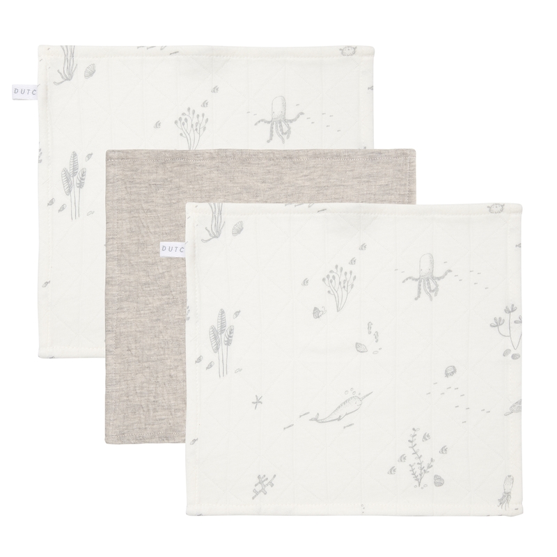 Spucktücher 'Ocean' creme/grau 3er Set