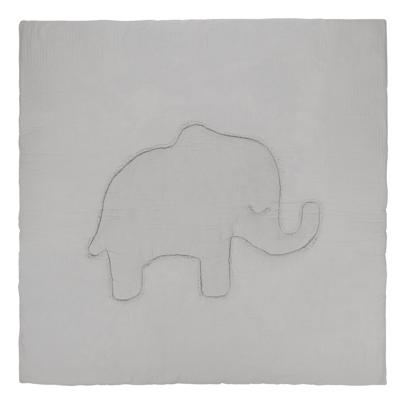 Krabbeldecke &#039;Elefant&#039; Musselin grau 120x120cm