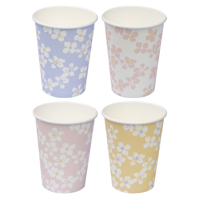 Pappbecher &#039;Hello Spring&#039; rosa/gelb/blau 8 St.