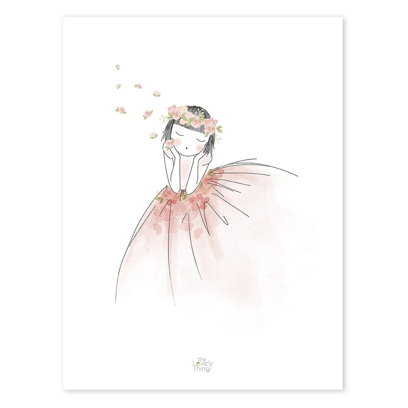 Poster 'Blumenmädchen' rosa 30x40cm