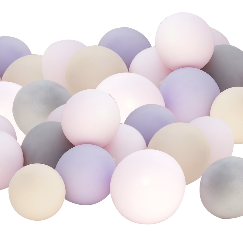 40 Mini-Luftballons rosa/grau/lila
