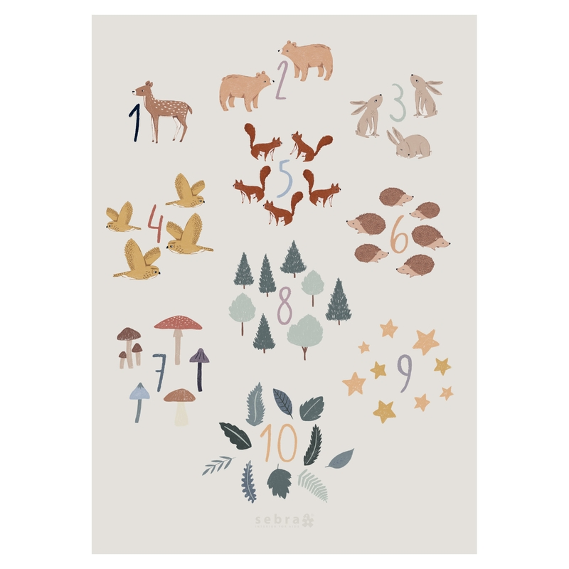 Poster Zahlen & Tiere 'Nightfall' 50x70cm