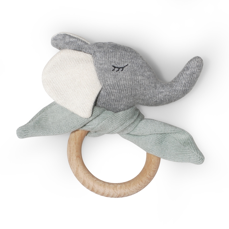 Greifling 'Elefant' Feinstrick grau/mint