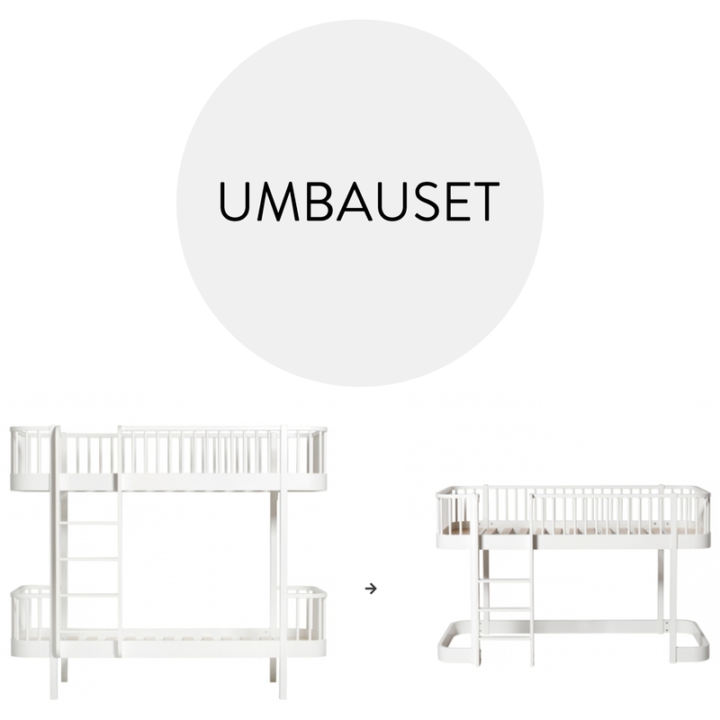 Umbauset 'Wood' - Etagenbett zum Halbhochbett weiß