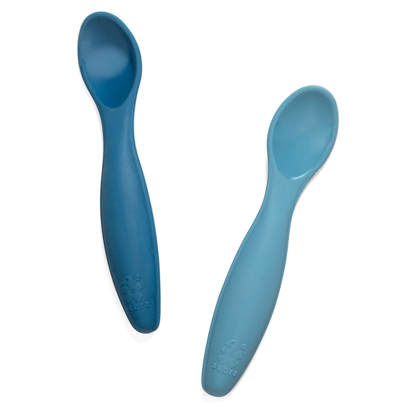 Babylöffel Silikon vintage blue 2er Set