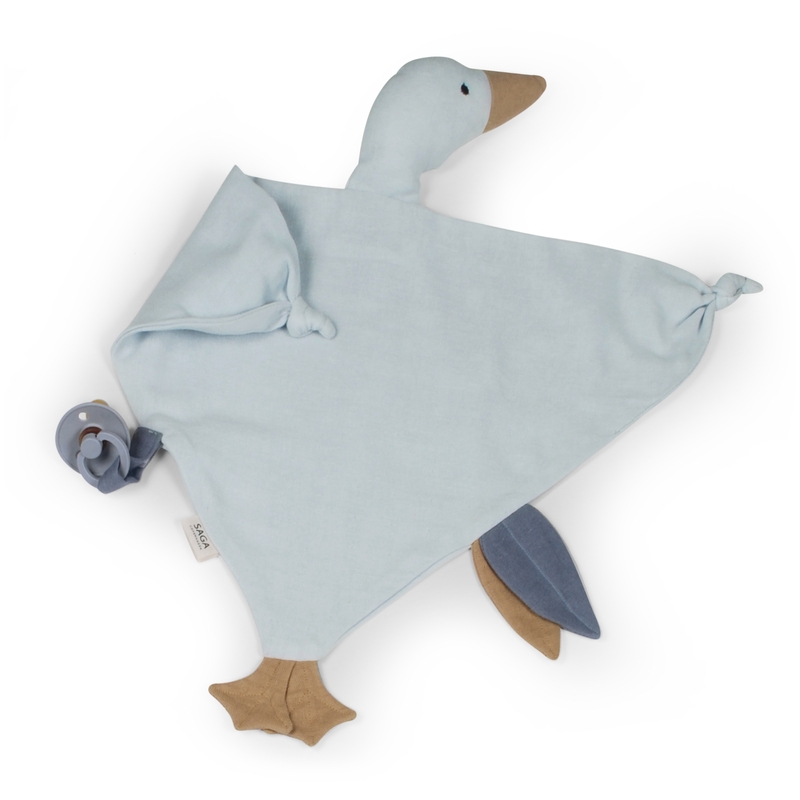 Bio Schnuffeltuch 'Gans' Musselin hellblau